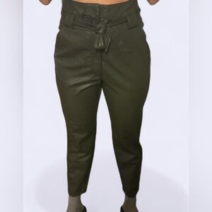 Bailey 44 Dark Green Tie-Waist vegan leather Trousers